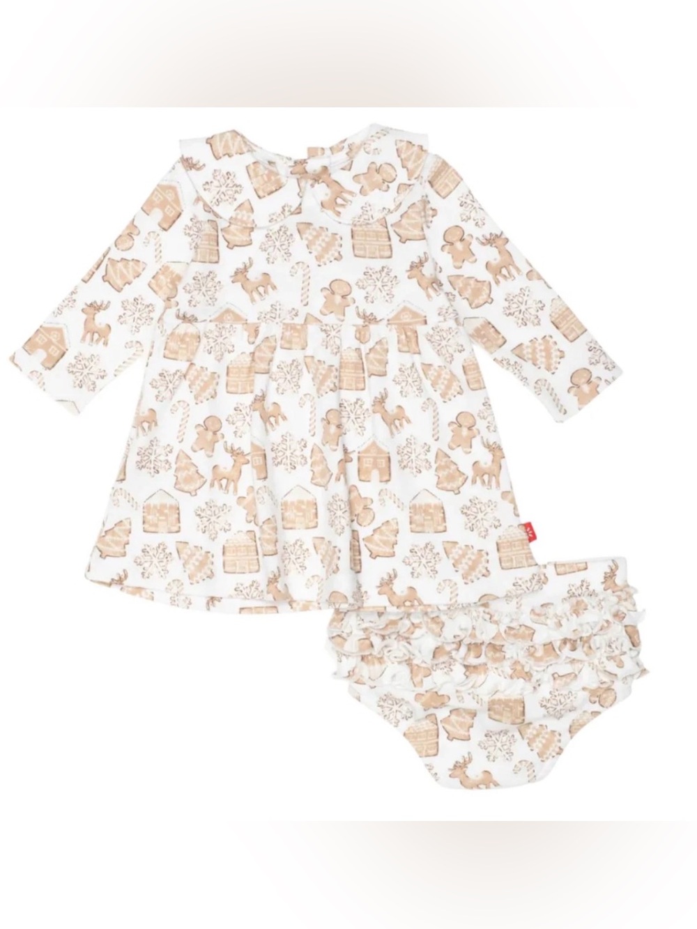 MAGNETIC ME Gingerbread Lane Organic Cotton Baby Dress and Diaper Cover - 6-9M